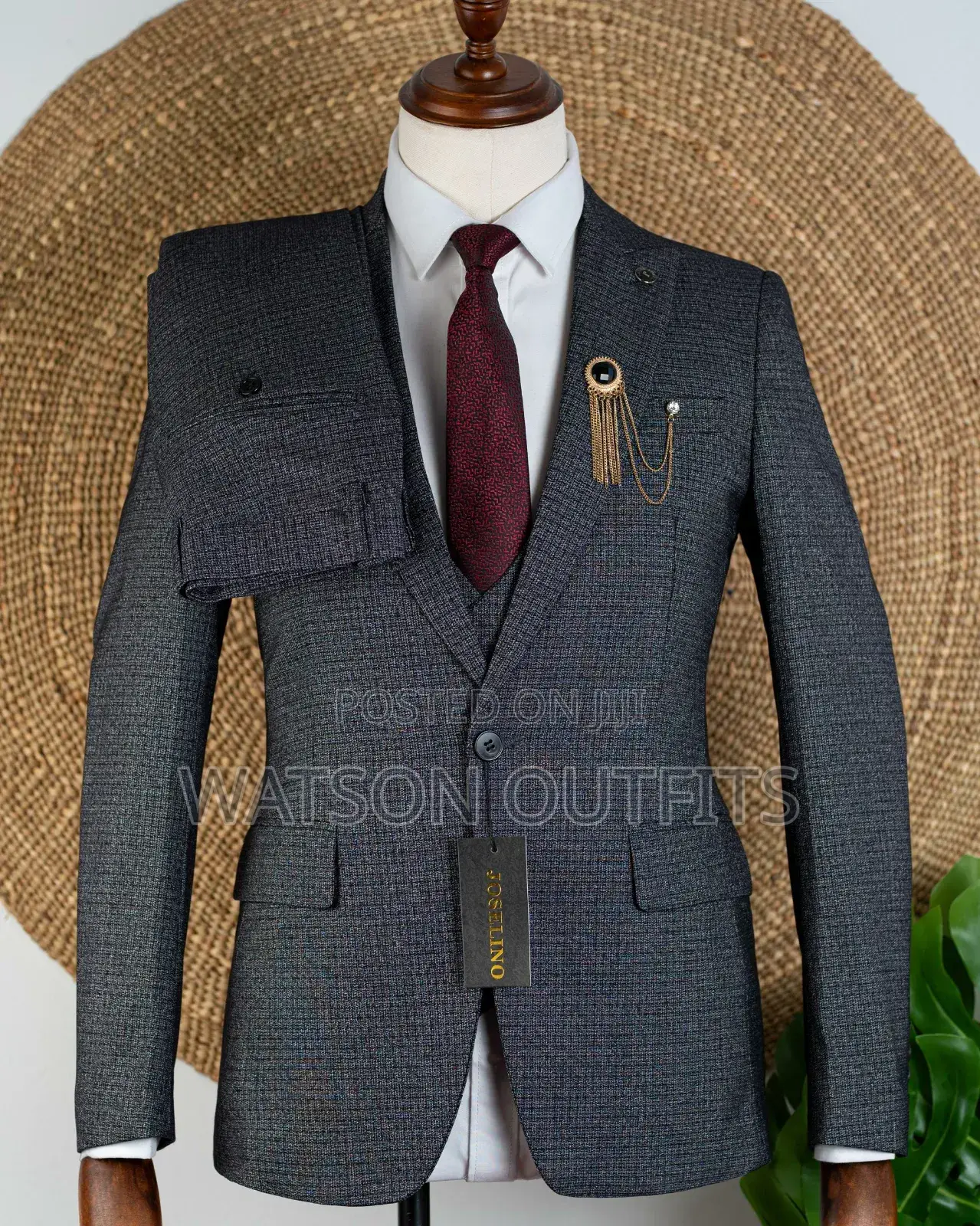 Top Quality Charcoal Grey Men Suits Original