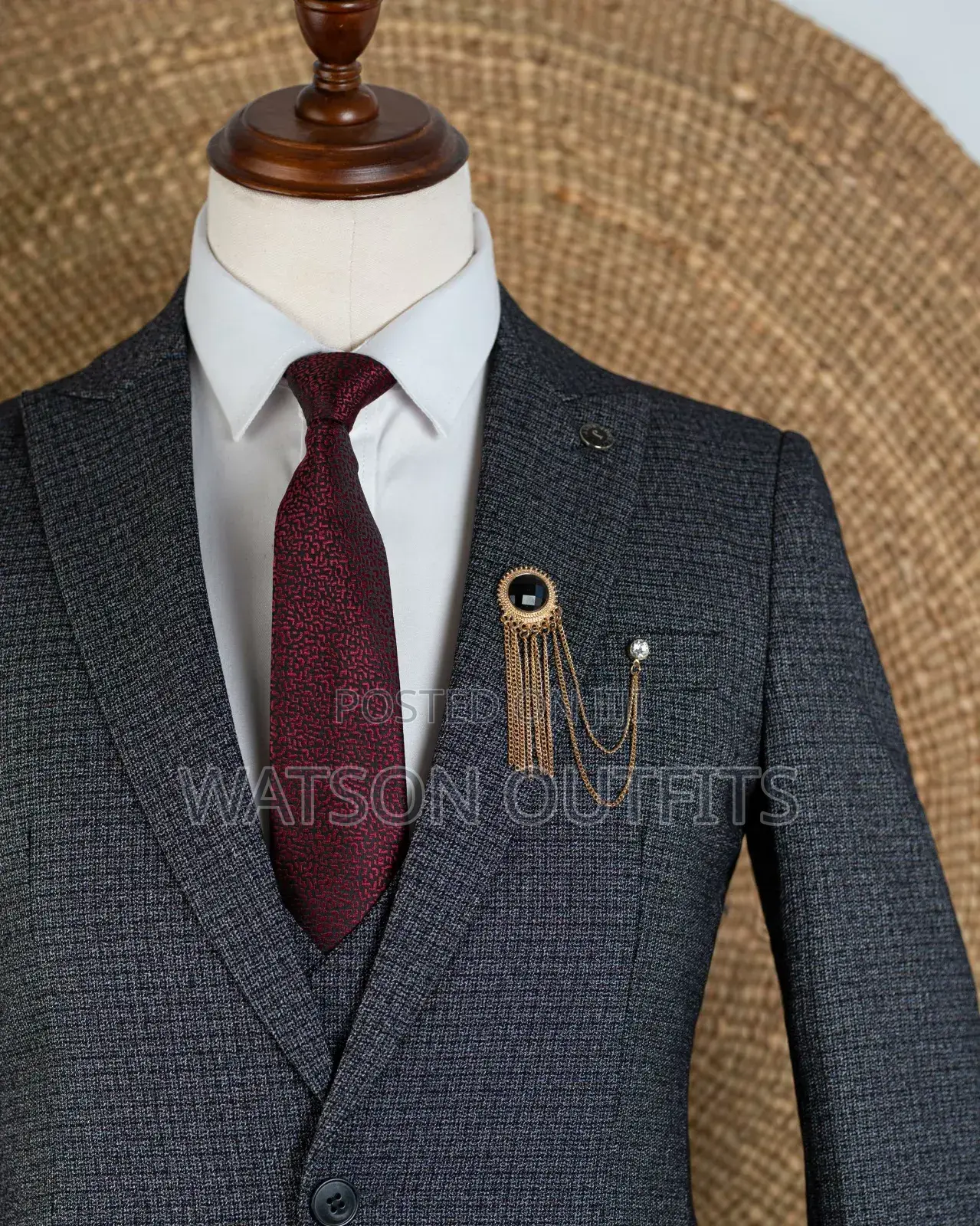 Top Quality Charcoal Grey Men Suits Original