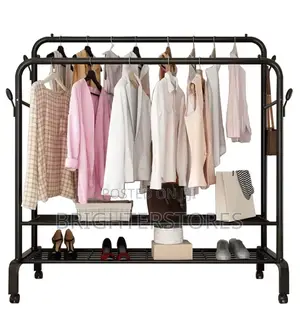 Double Rack With Wheels, -functional Bedroom Clothes Rack