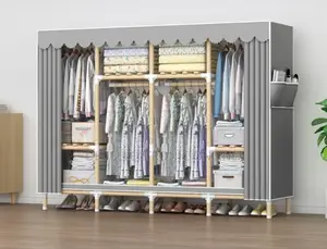 Wood Wardrobe 4-Door 