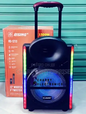 Rising 1500W Rechargeable Speaker 12" With 3"Tweeter and Mic