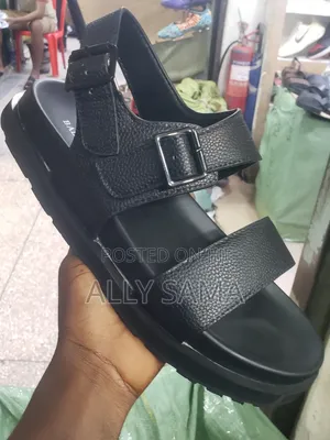 Men's Sandals Balmain Full Black Material Leather