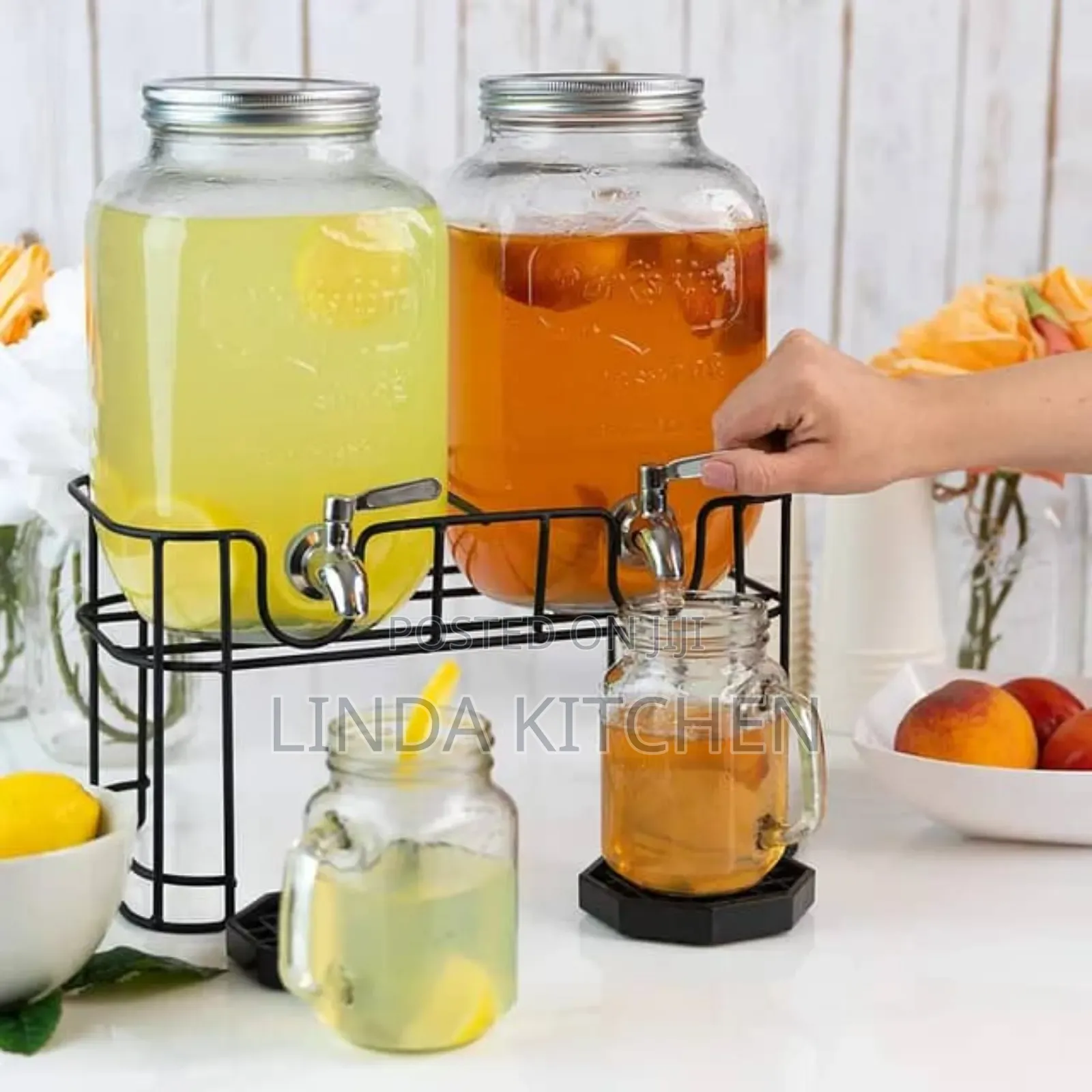 Glass Juice Dispenser 2 In1, 5lts Each