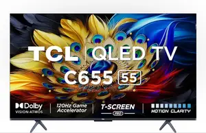 TCL 55 Inch Ultra HD Smart QLED Google TV 55C655 (Black)
