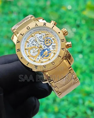 Bvlgari Automatic Watch Gold Belt and White Case