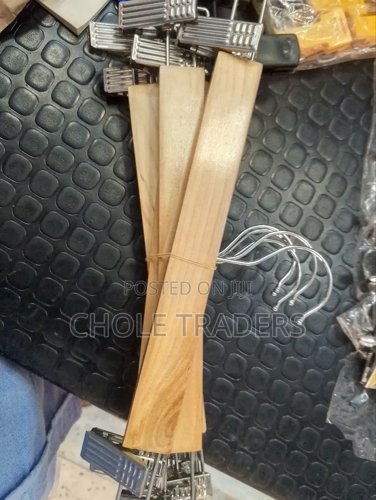10pcs Wooden Hangers With Metal Clips