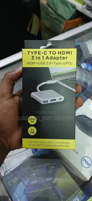 Type-C 3 in 1 Adapter Hub (Hdmi + Usb 3.0 Port + Usb-C)