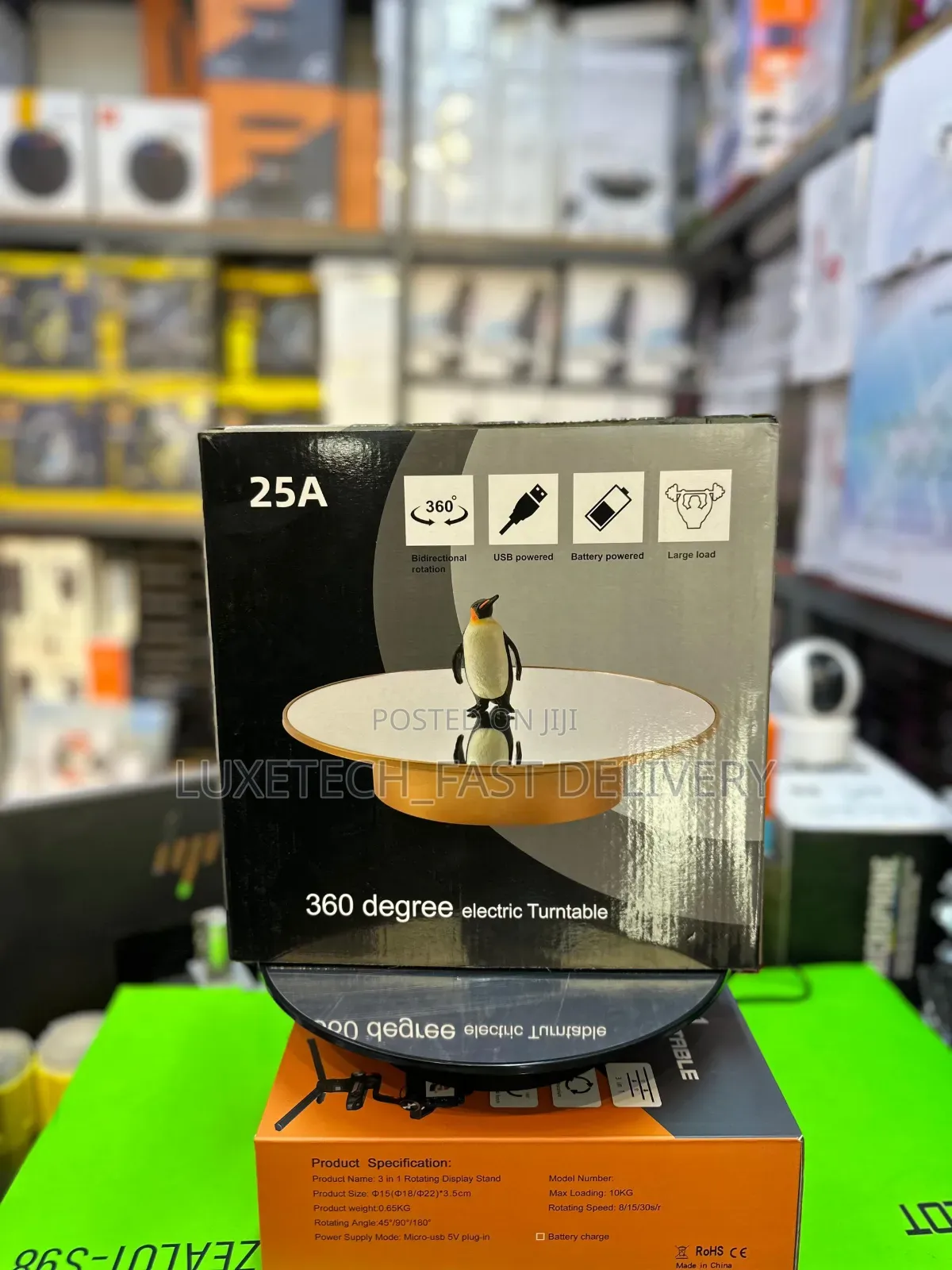 20cm USB Electric Mirror Rotating Turntable Display Stand