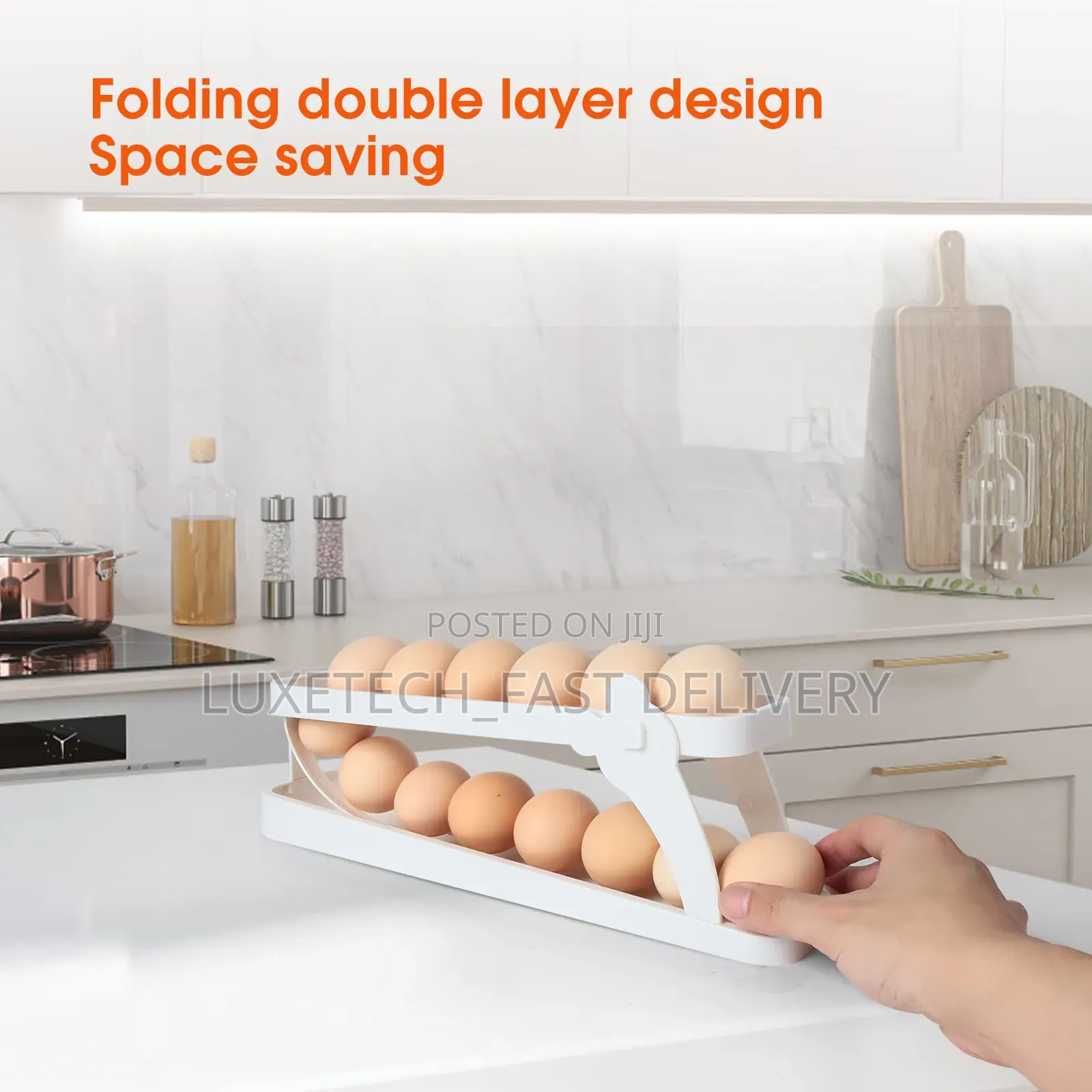 Slim Rolling Egg Storage Rack Fridge