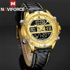 Navi Classic Watch Gold Cases and Black Belt 1012