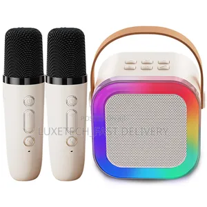 Kids Mini Karaoke Speaker Colorful Lights With 2 Mics