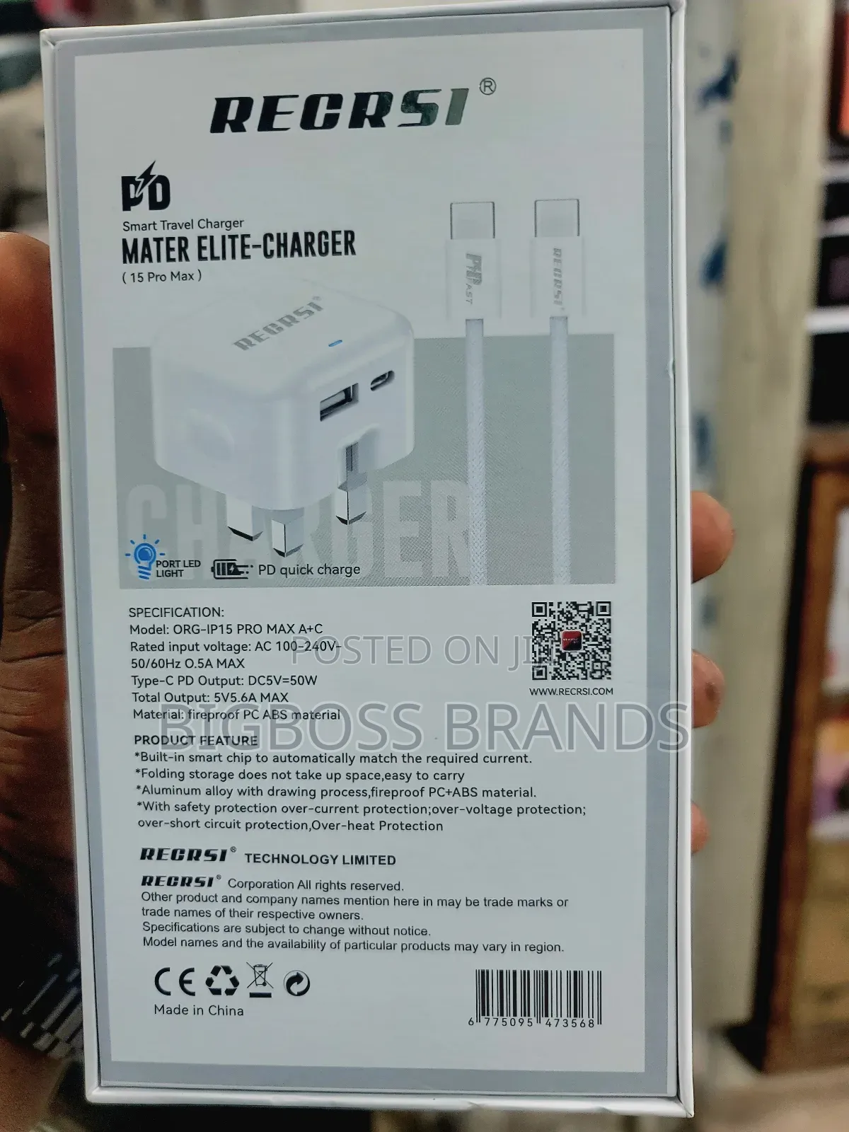 Recrsi Type C Super Fast Charger 50w