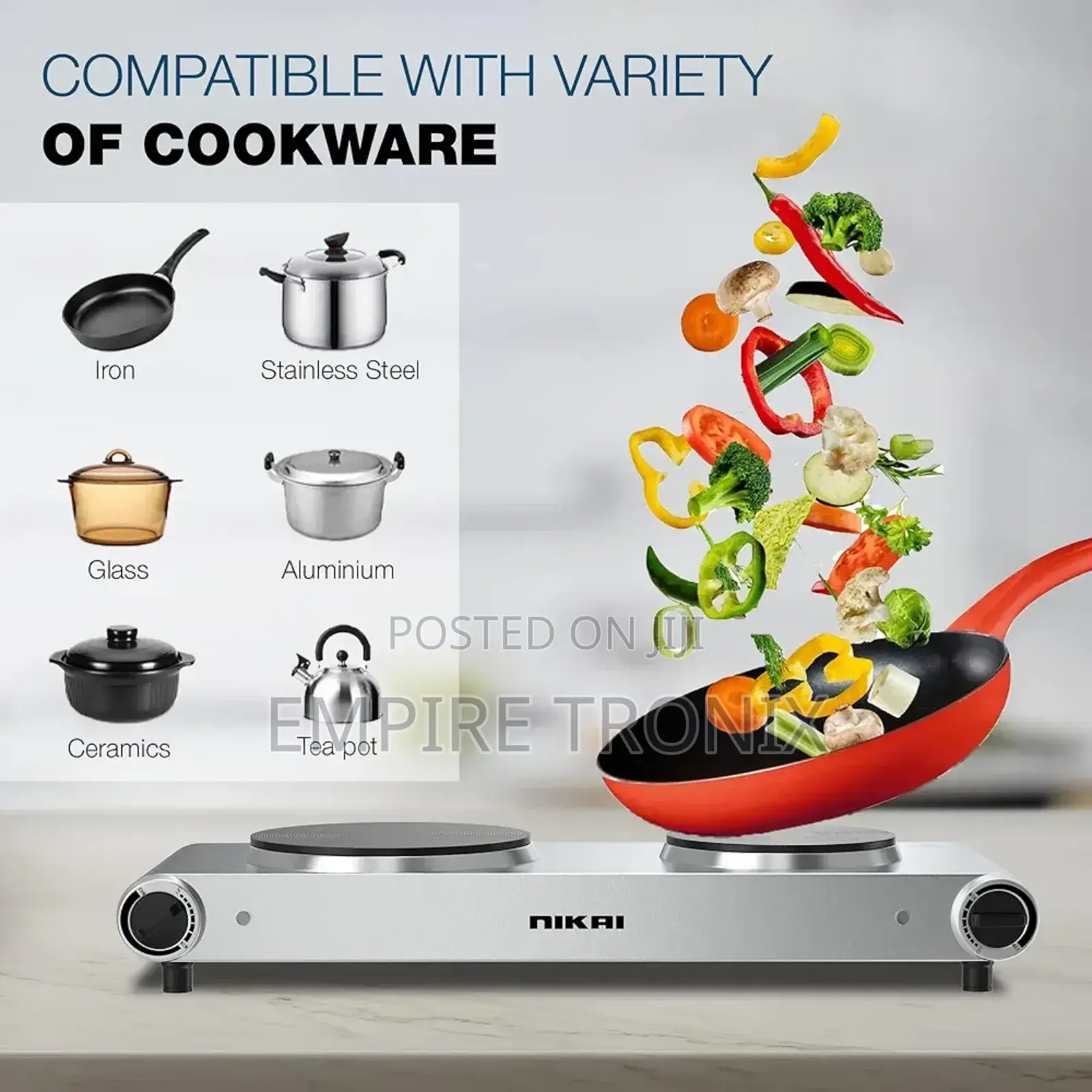 Nikai Double Hot Plate - Twin Cooktop 2500W NKTOE5N2