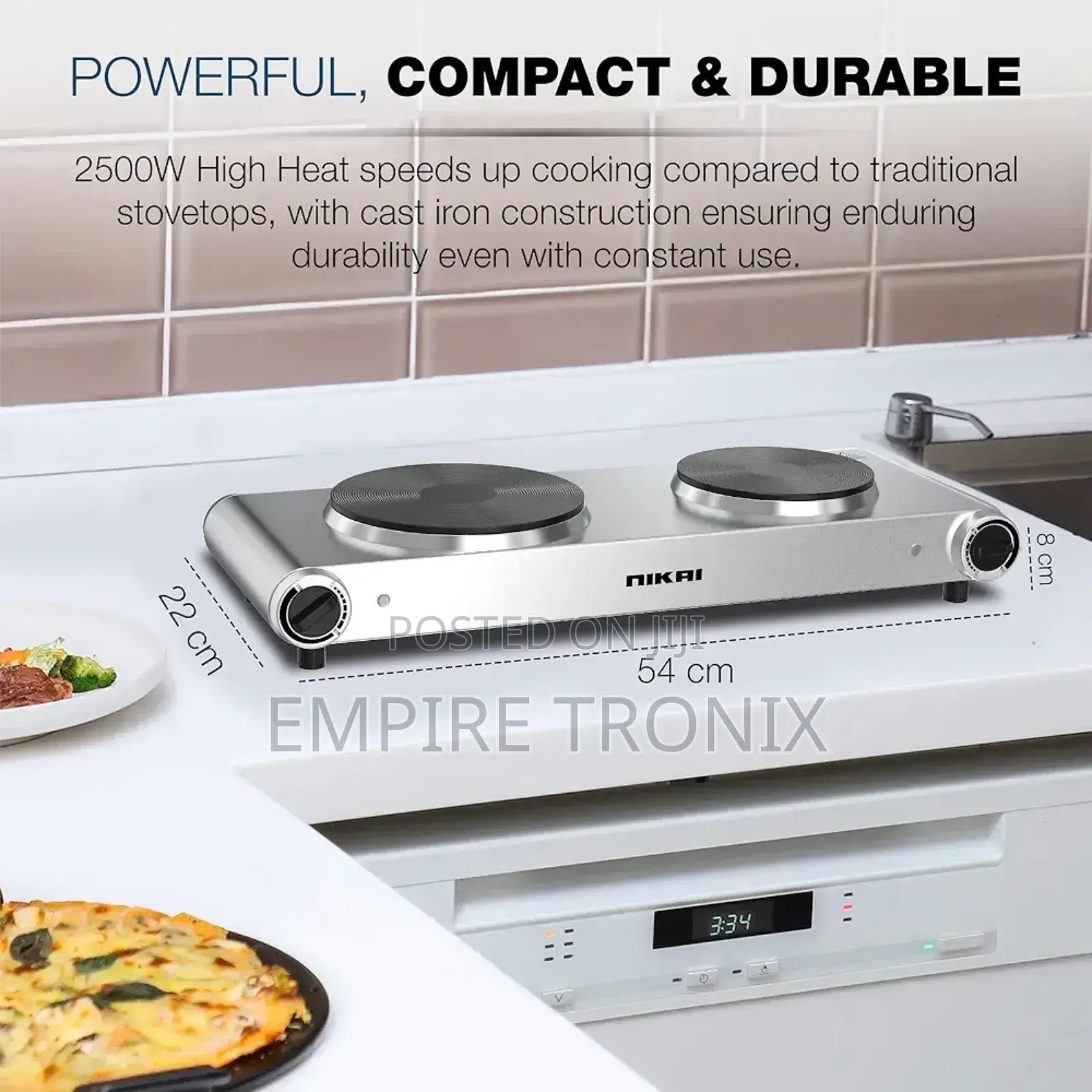 Nikai Double Hot Plate - Twin Cooktop 2500W NKTOE5N2