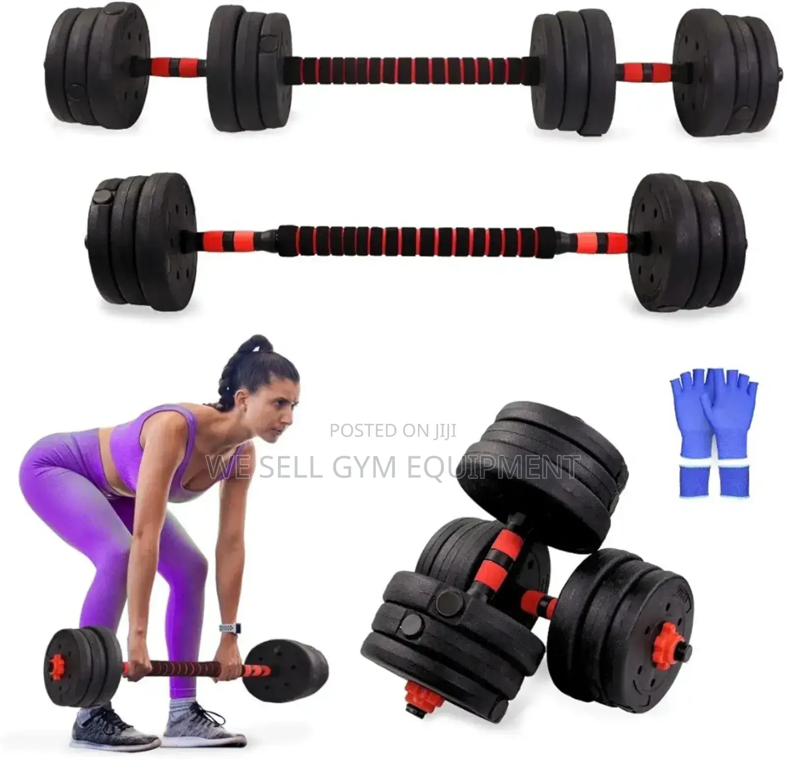 50KG Set PVC Pastic Dumbbells and Barbell