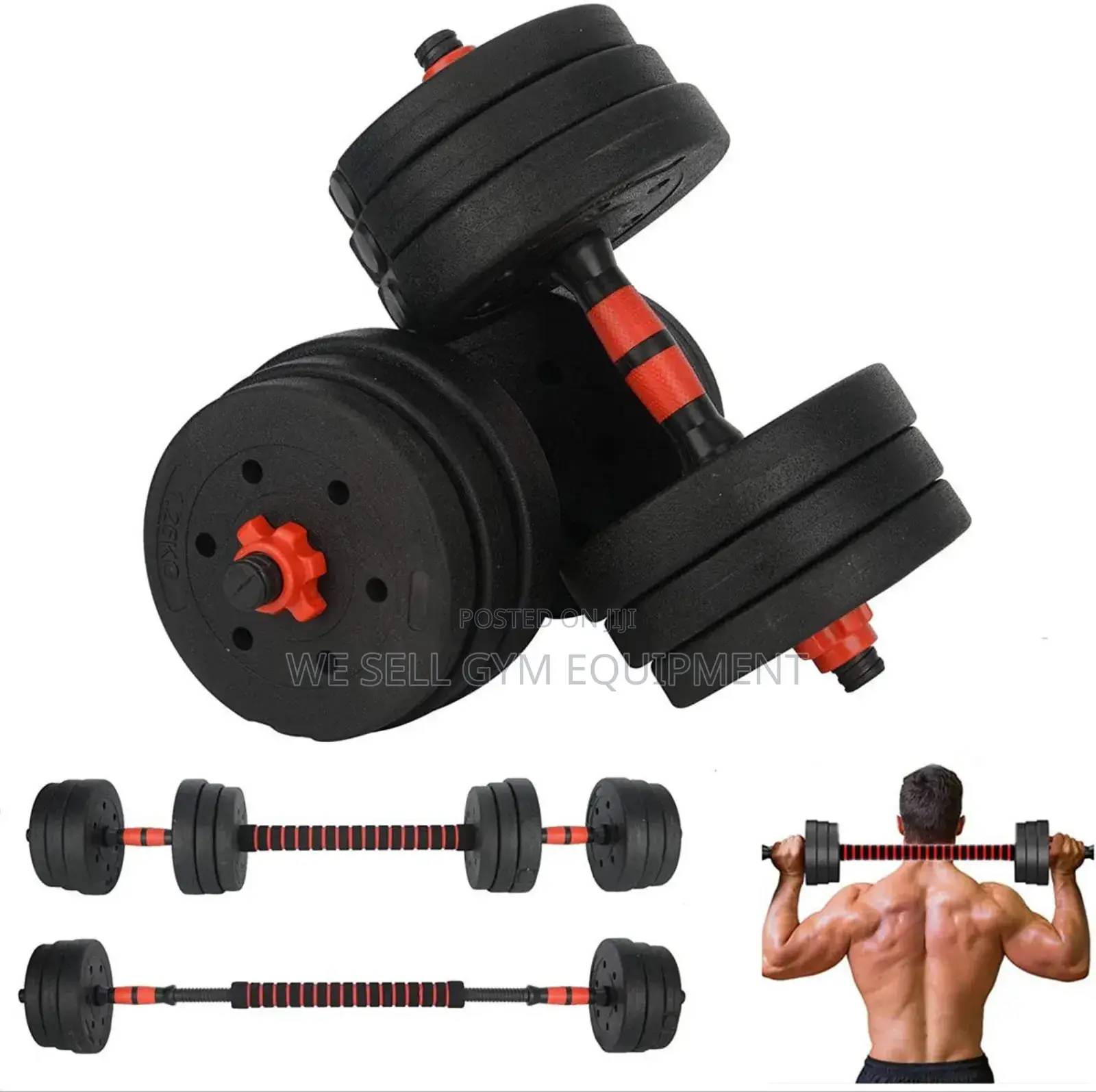 50KG Set PVC Pastic Dumbbells and Barbell