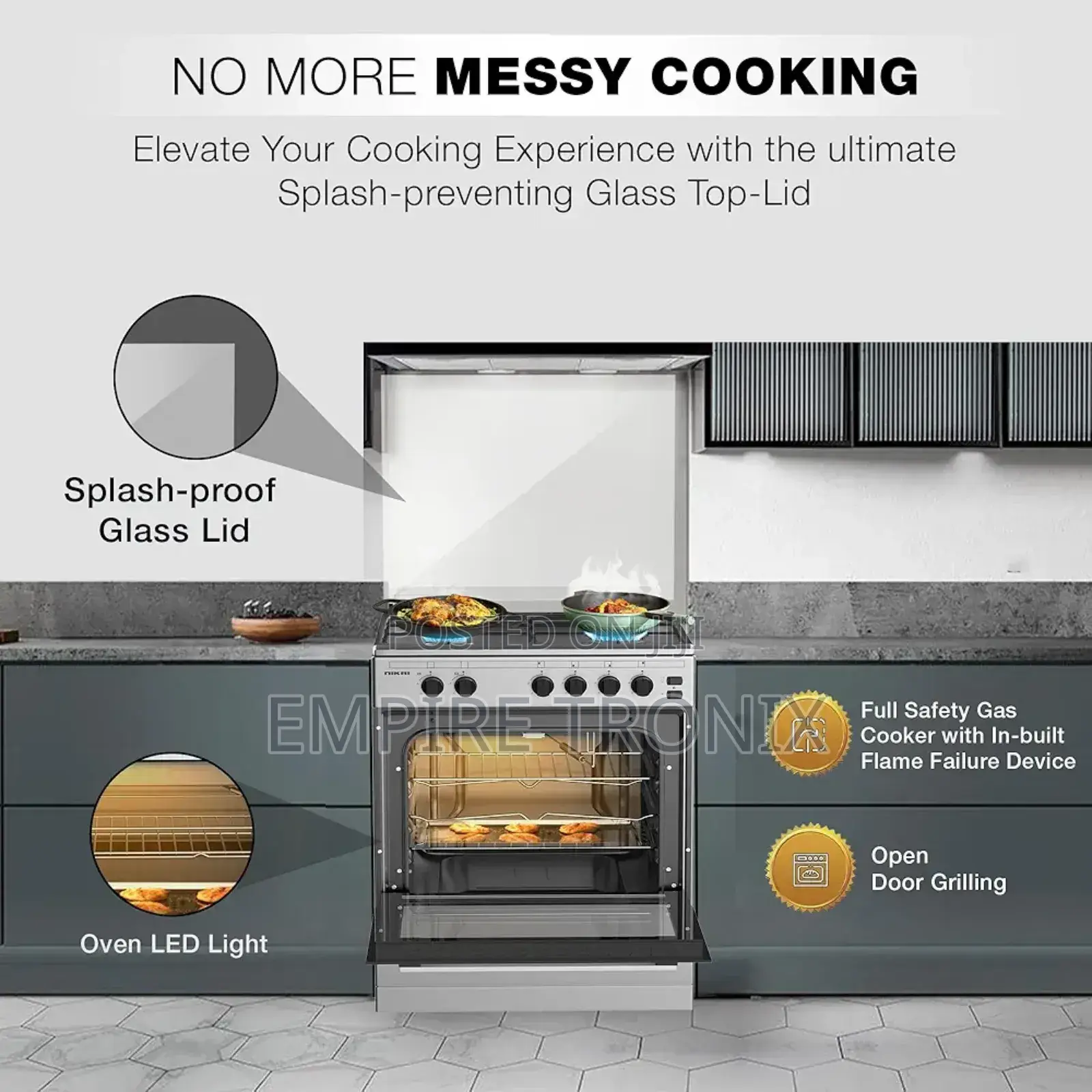 Nikai Cooker 60x55 Full Gas Oven Cooking Range U6062FS