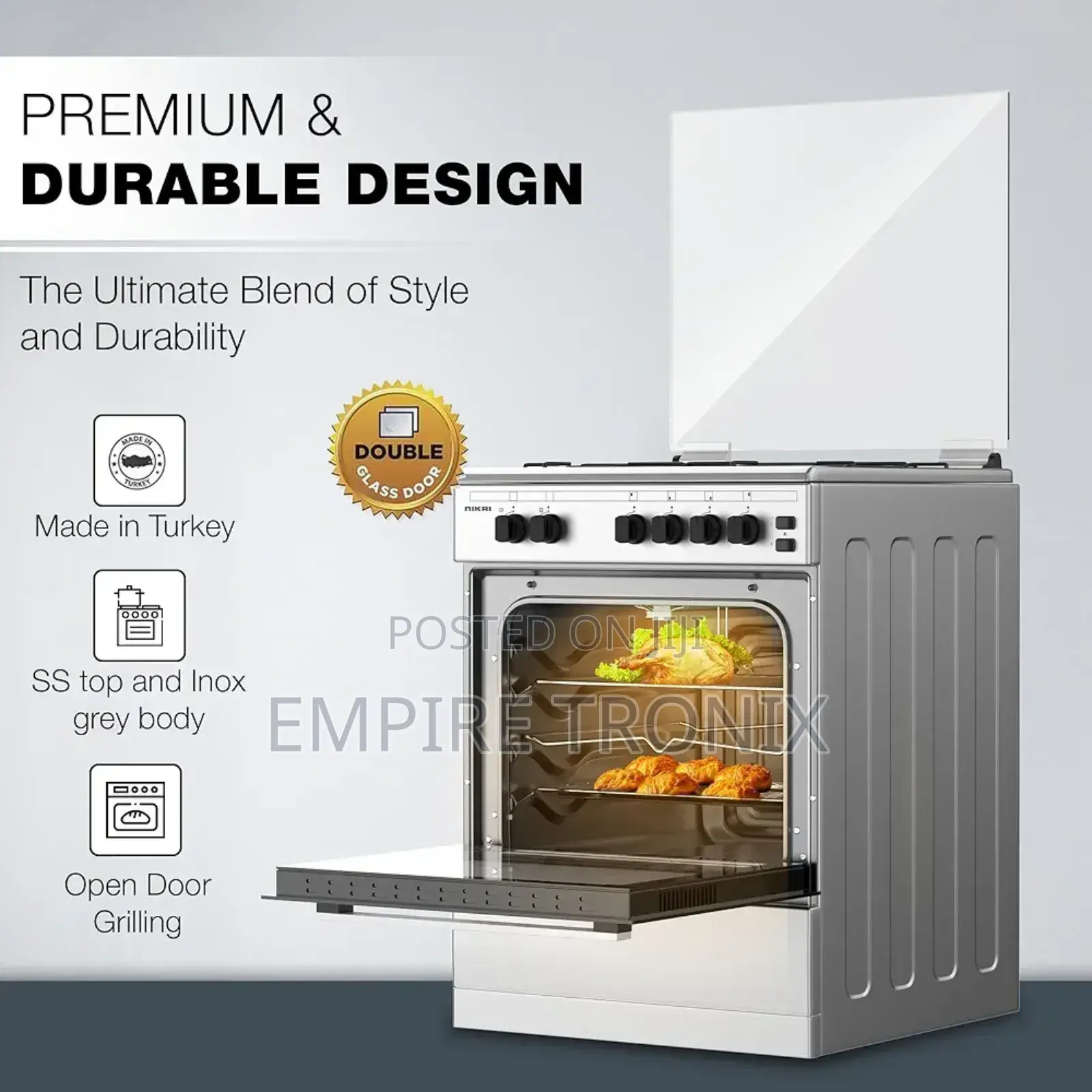 Nikai Cooker 60x55 Full Gas Oven Cooking Range U6062FS