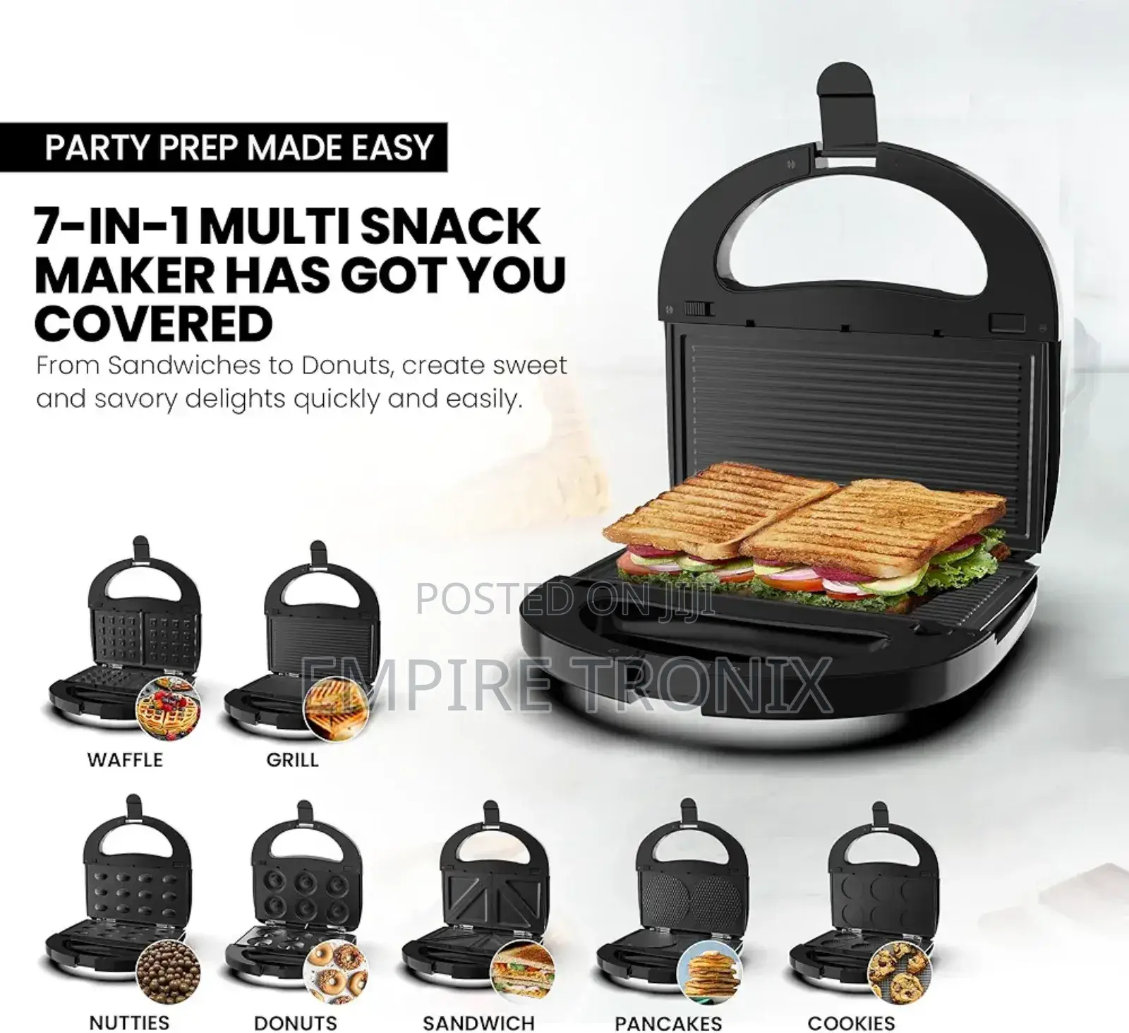Nikai 7 in 1 Sandwich Multi Snack Maker 750W - NGT727D