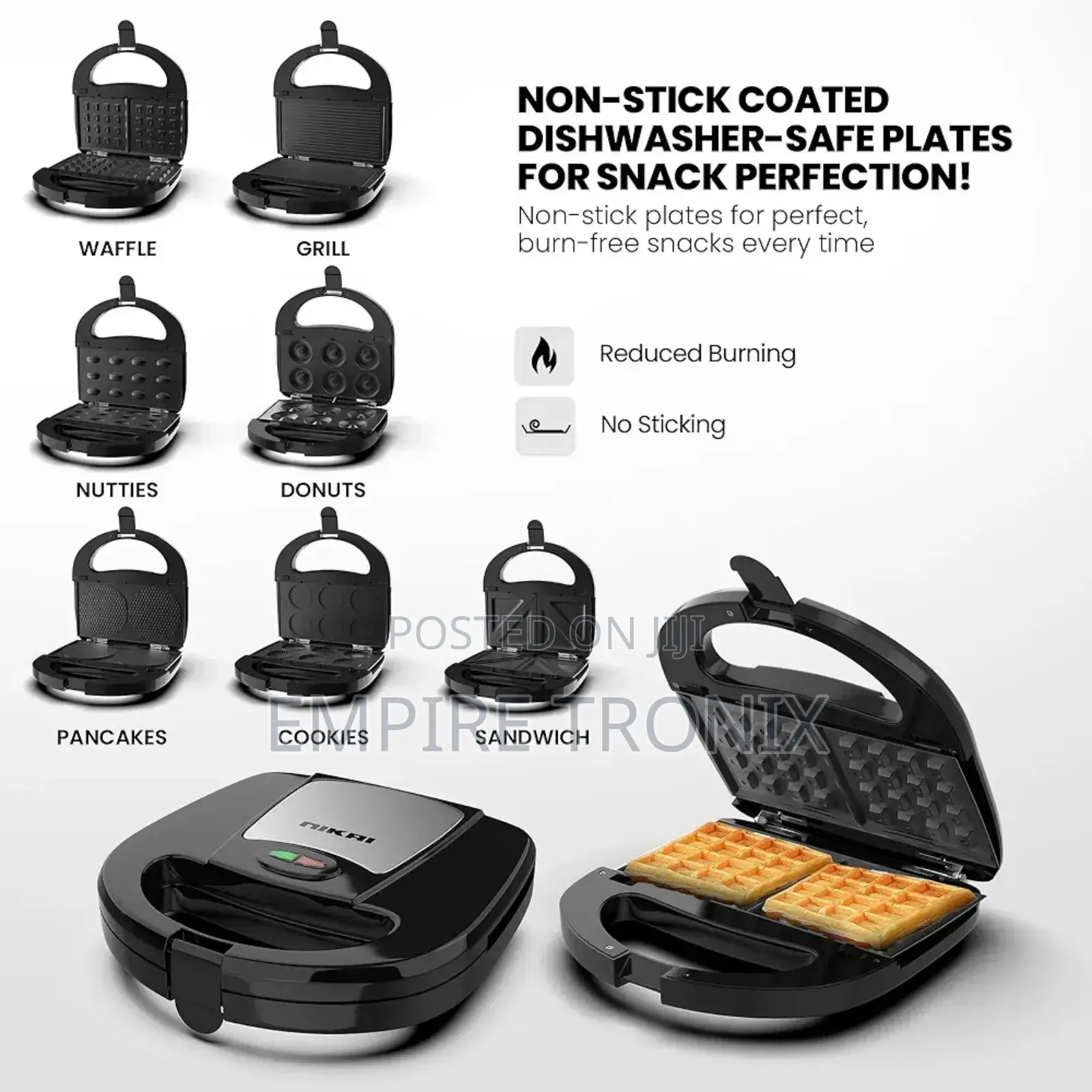 Nikai 7 in 1 Sandwich Multi Snack Maker 750W - NGT727D