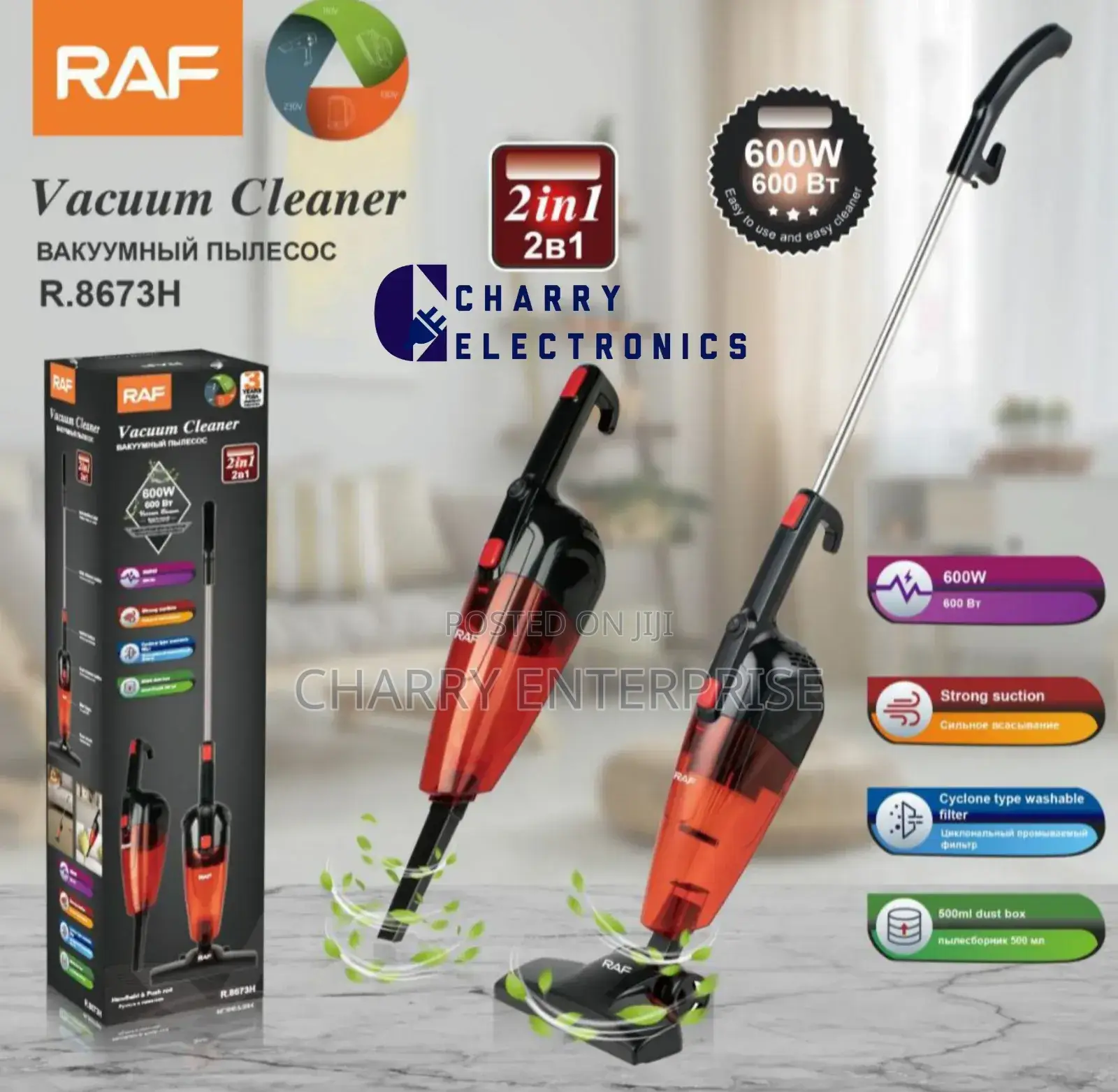 RAF Vacuum Cleaner 2 in 1 Portable 600W
Strong Suction