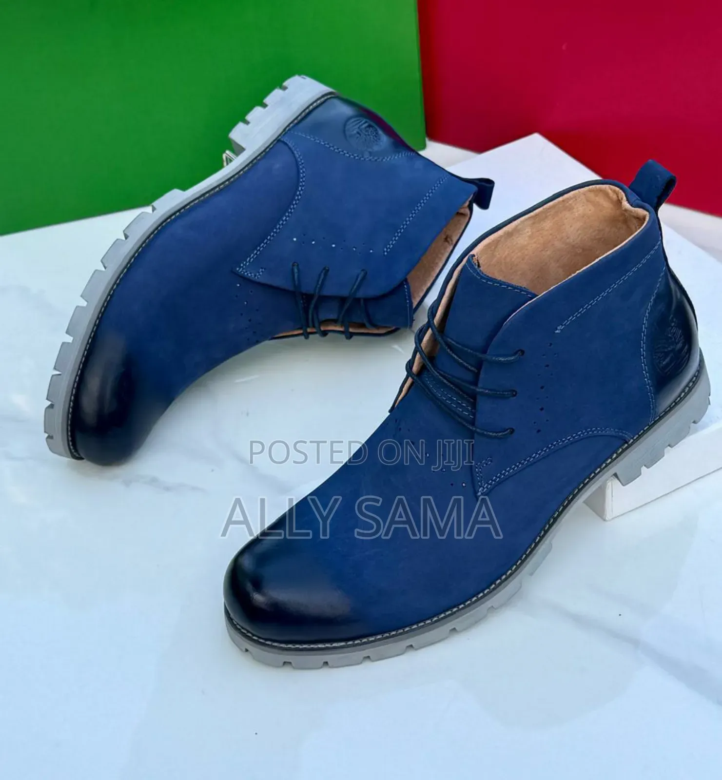 Men's Boots Timberland Color Blue Material Leather