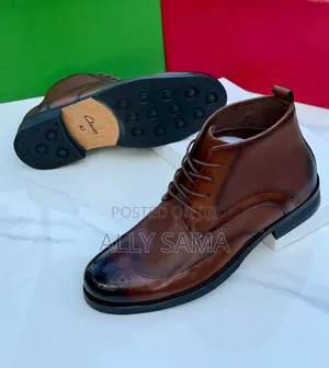 Boots Brown for Men's Clark's Material Leather