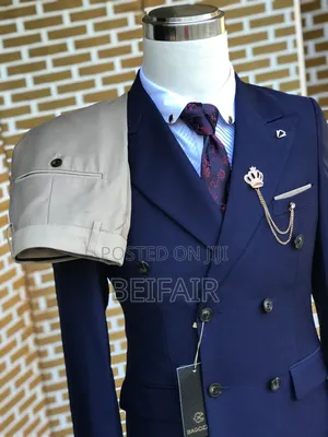 Blue and Beige Suit | Double Breasted Suit
