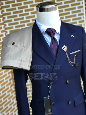 Blue and Beige Suit | Double Breasted Suit