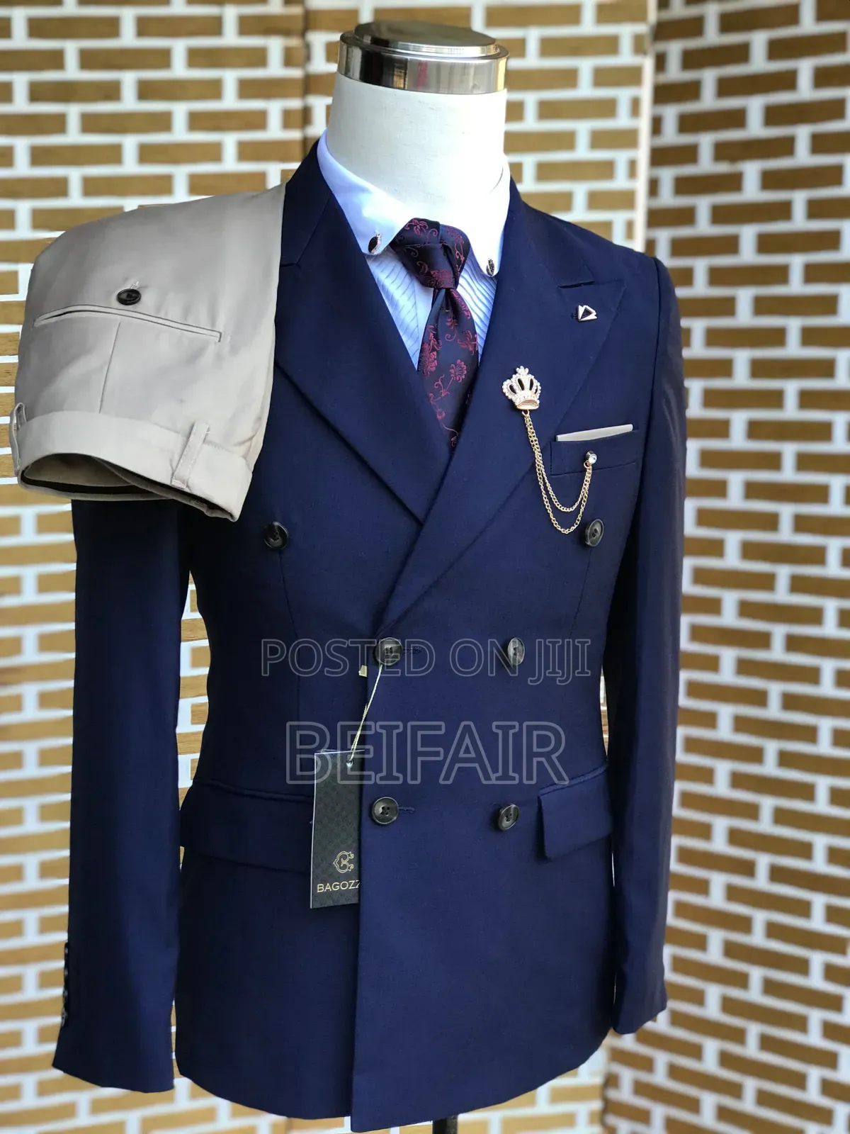 Blue and Beige Suit | Double Breasted Suit