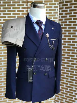 Blue and Beige Suit | Double Breasted Suit