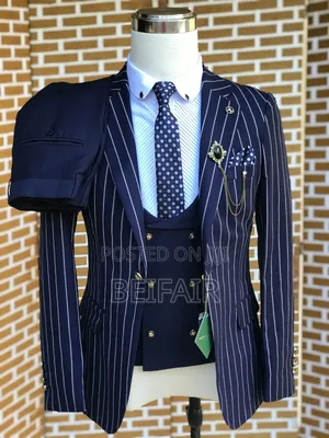 White and Blue Stripes Suit | Suti