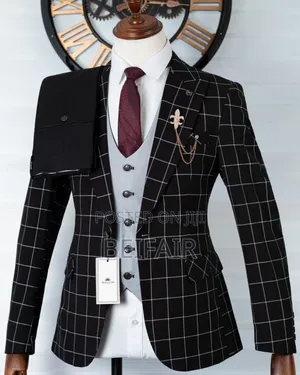 Black and Beige Mixed Draft Suit | Suti