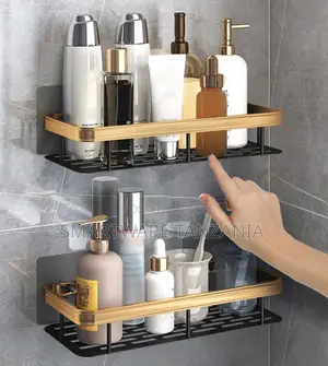 2pc Bathroom Shelf Shower Shampoo Soap Organizer Wall Mounts