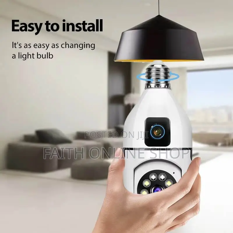 Dual Lens PTZ Bulb Camera 360° 1080P