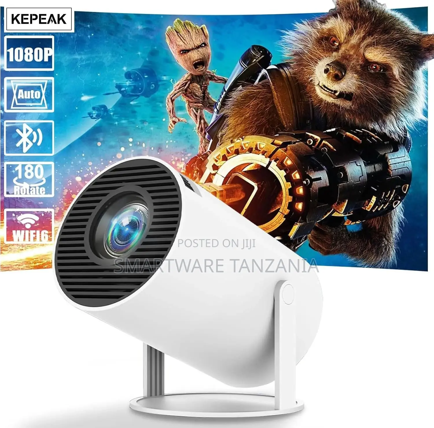 Rotatable Projector, Bedroom Outdoor Phone HDM, USB, Laptop