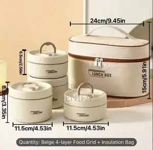 Four Lunch Box With Insulation Bags 4pcs