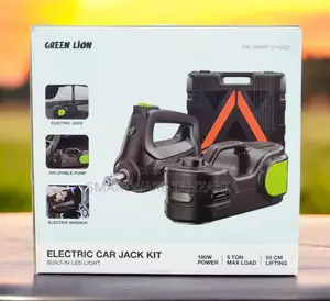 Green Lion Electric Car Jack Kit Built-in Led Light - Black