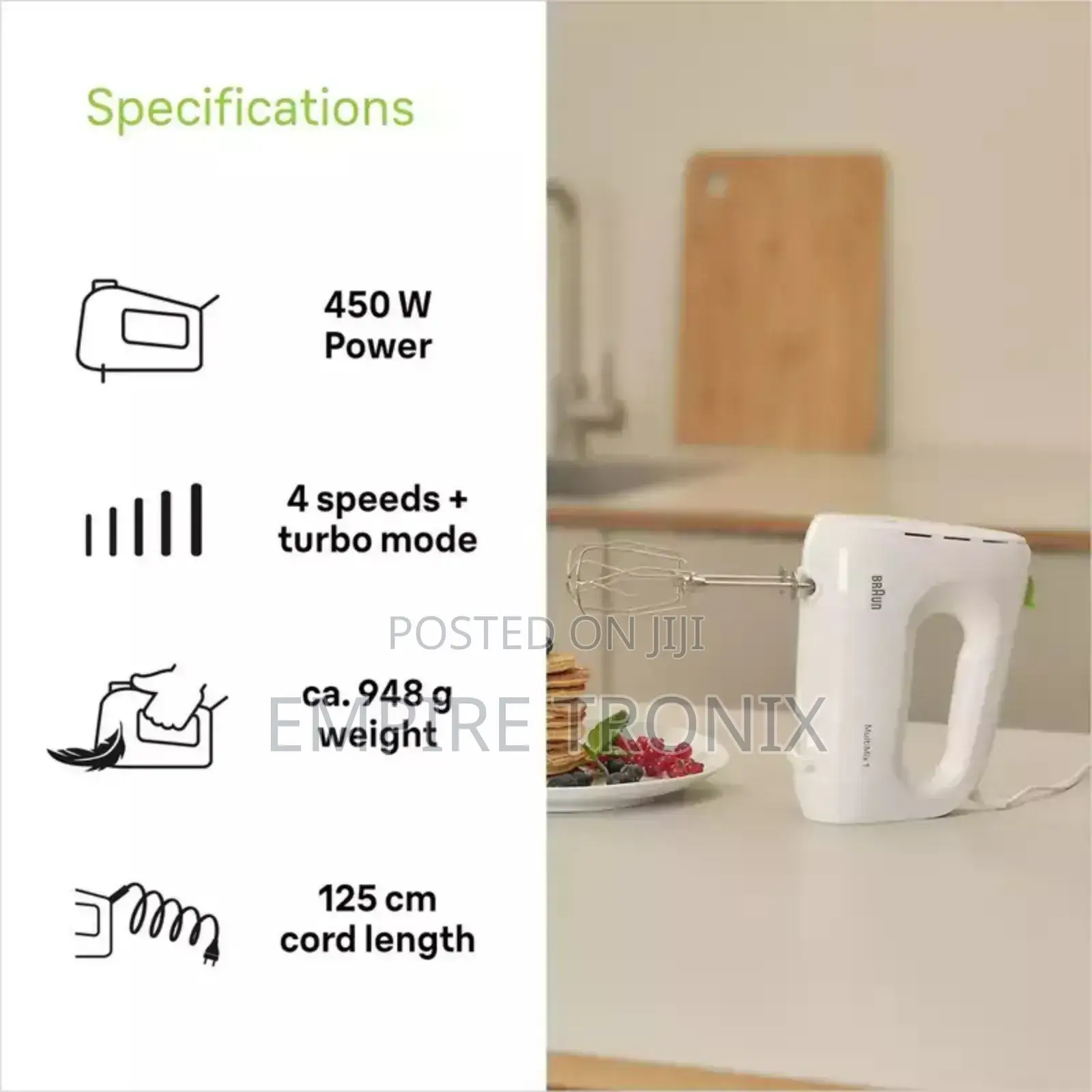 Braun Hand Mixer Multimix 1 HM102AI-HM100WH