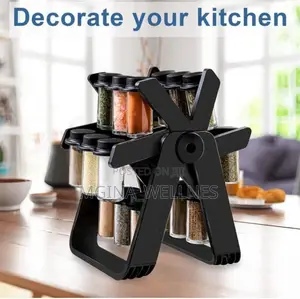Rotating Spice Rack With 18 Jars
