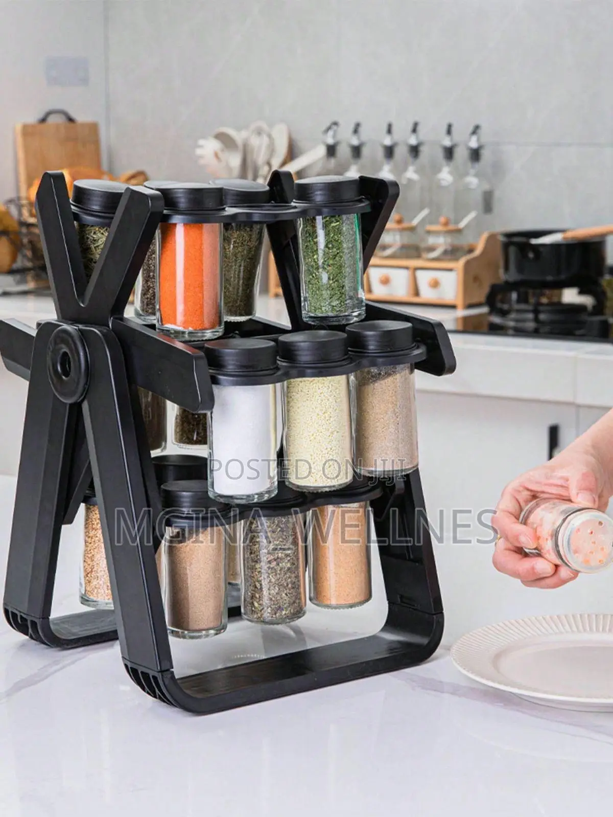Rotating Spice Rack With 18 Jars