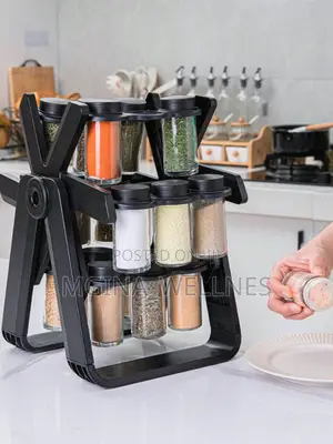 Rotating Spice Rack With 18 Jars