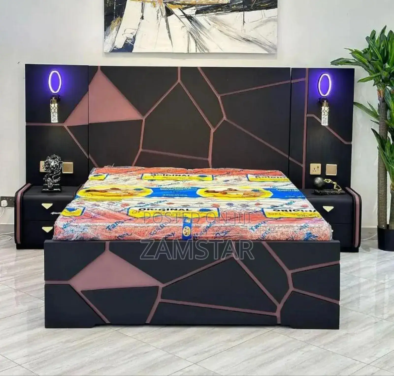 High Modern Panel Bed