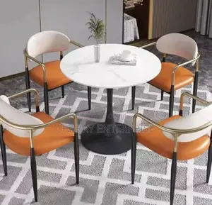 Set of Marble Dining Table With Chairs for Restaurant Home