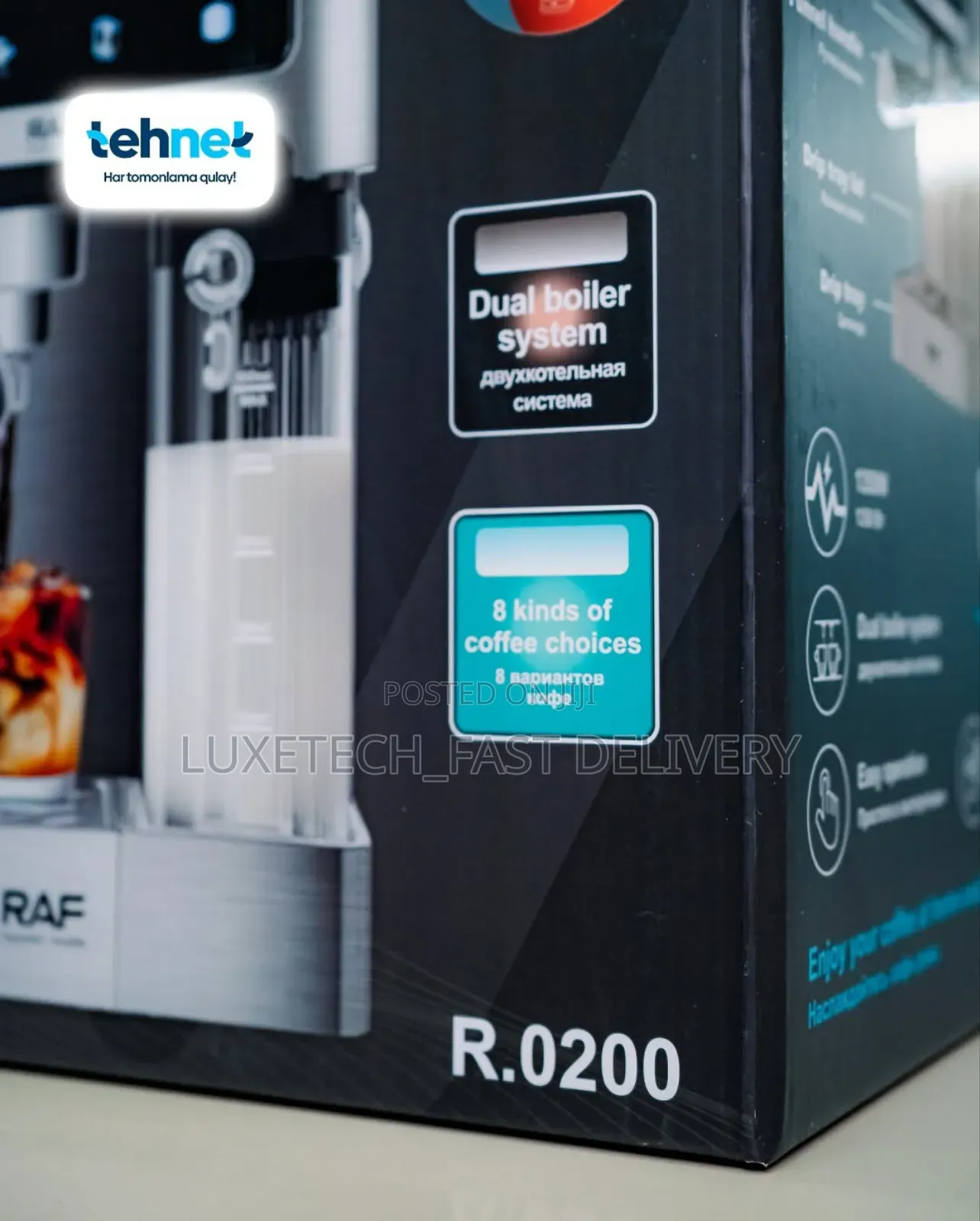 RAF 8 Modes Dual Boiler Electric Automatic Coffee Machine