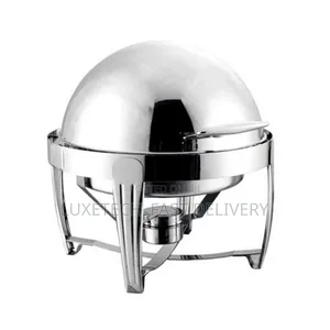 Roll Top Round Stainless Steel Buffet Server Chafing Dish 6L