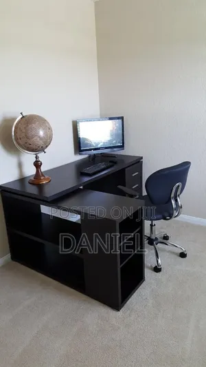 Office Table Together With Chair Black Color