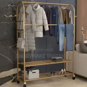 Clothing Rack With Wheels, Garment Rack for Hanging Clothes