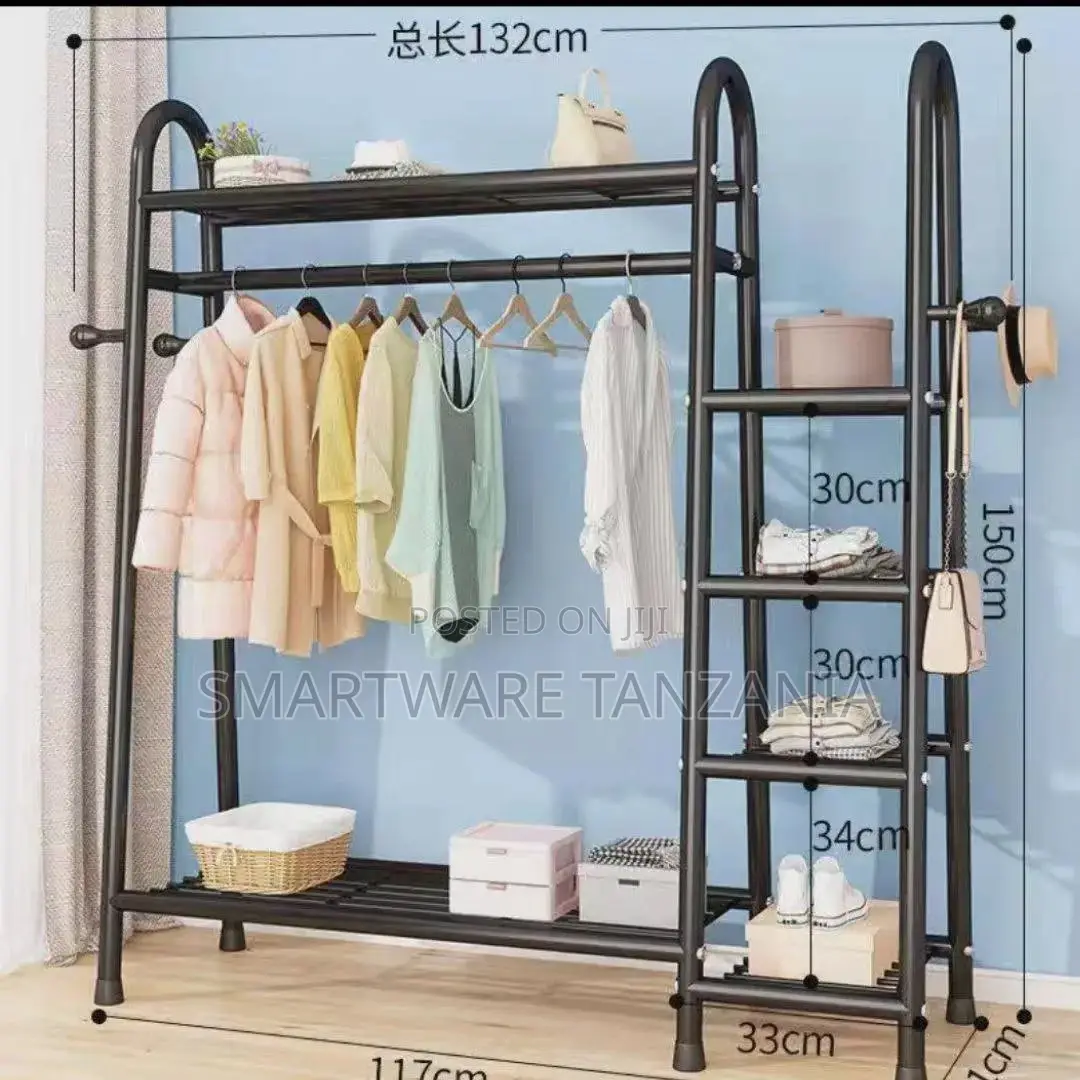 Heavy Duty Metal Clothes Rail Stand With Hanging Rail