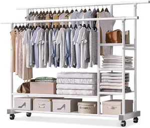 Garment Rack, Clothes Rack On Wheels, Clothes Rail Rolls,